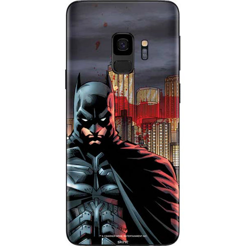 DC Comics Batman The Dark Knight Comic Art in Gotham City Galaxy S9 Skin